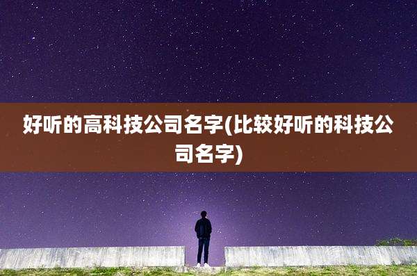 好听的高科技公司名字(比较好听的科技公司名字)