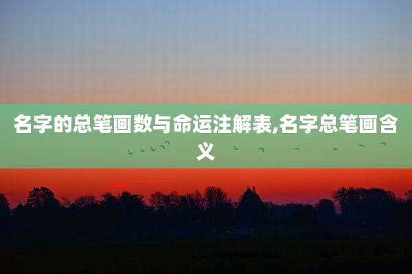 名字的总笔画数与命运注解表,名字总笔画含义