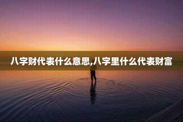 八字财代表什么意思,八字里什么代表财富