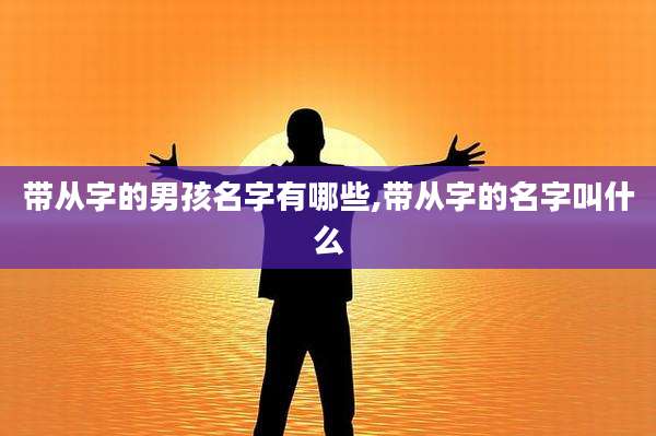 带从字的男孩名字有哪些,带从字的名字叫什么