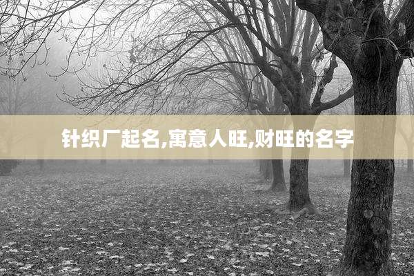针织厂起名,寓意人旺,财旺的名字