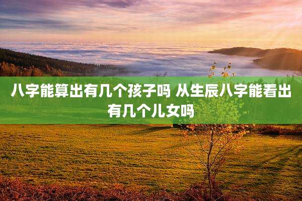 八字能算出有几个孩子吗 从生辰八字能看出有几个儿女吗