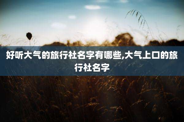 好听大气的旅行社名字有哪些,大气上口的旅行社名字