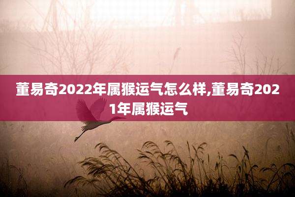 董易奇2022年属猴运气怎么样,董易奇2021年属猴运气