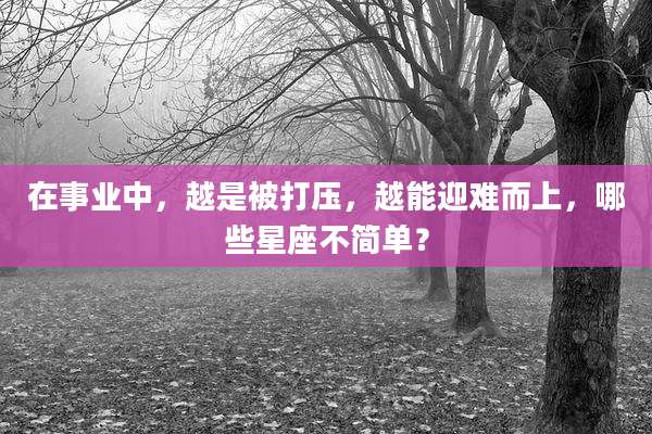 在事业中，越是被打压，越能迎难而上，哪些星座不简单？