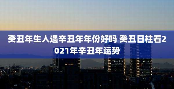 癸丑年生人遇辛丑年年份好吗 癸丑日柱看2021年辛丑年运势
