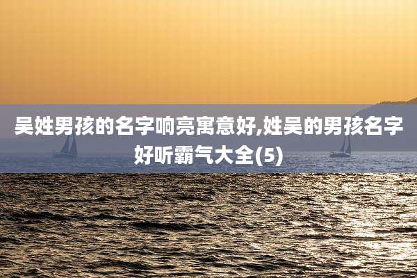 吴姓男孩的名字响亮寓意好,姓吴的男孩名字好听霸气大全(5)