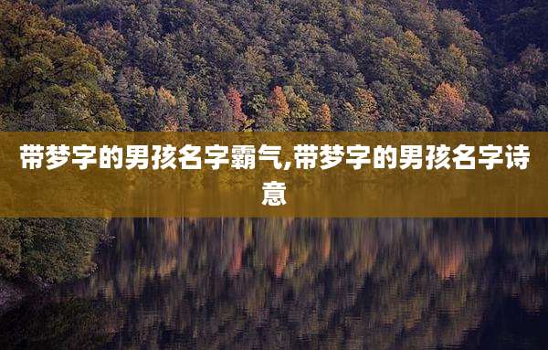 带梦字的男孩名字霸气,带梦字的男孩名字诗意