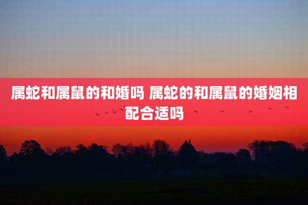 属蛇和属鼠的和婚吗 属蛇的和属鼠的婚姻相配合适吗