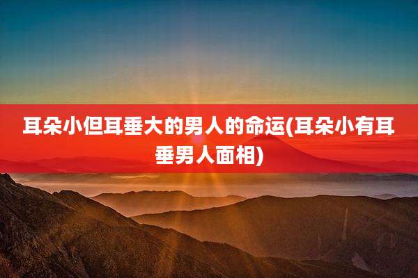 耳朵小但耳垂大的男人的命运(耳朵小有耳垂男人面相)