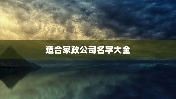 适合家政公司名字大全