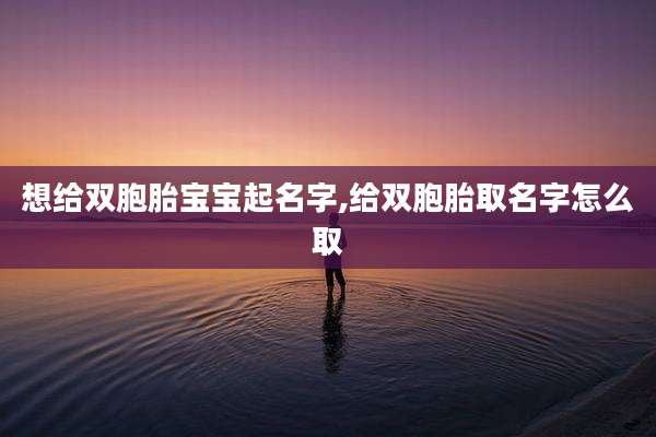 想给双胞胎宝宝起名字,给双胞胎取名字怎么取