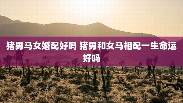 猪男马女婚配好吗 猪男和女马相配一生命运好吗