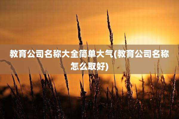 教育公司名称大全简单大气(教育公司名称怎么取好)