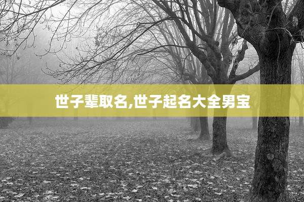 世子辈取名,世子起名大全男宝