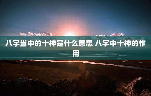 八字当中的十神是什么意思 八字中十神的作用