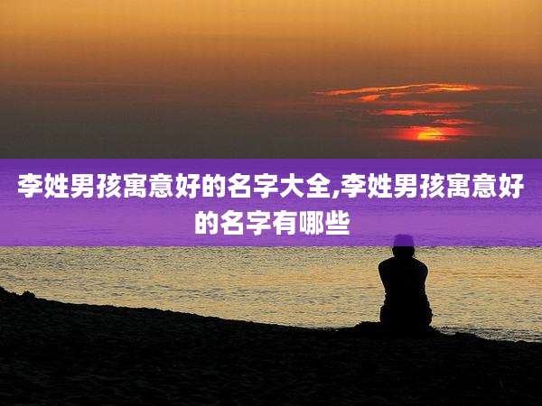 李姓男孩寓意好的名字大全,李姓男孩寓意好的名字有哪些