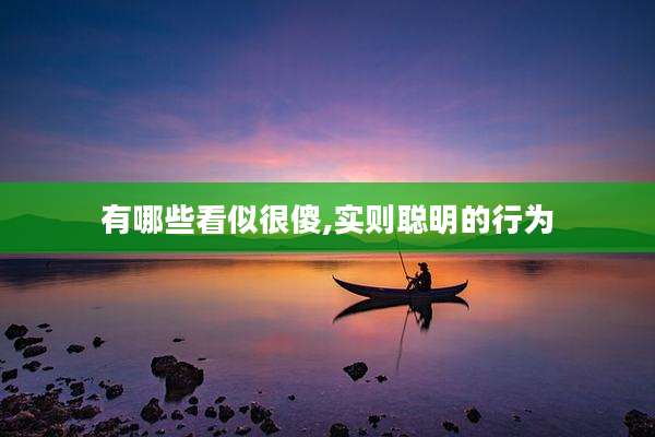有哪些看似很傻,实则聪明的行为