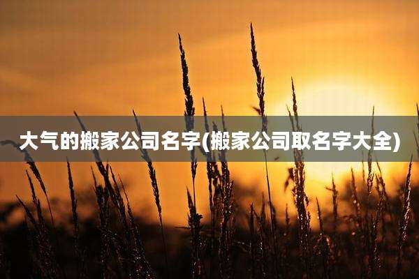 大气的搬家公司名字(搬家公司取名字大全)