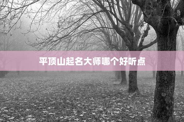 平顶山起名大师哪个好听点
