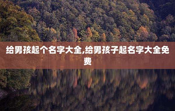 给男孩起个名字大全,给男孩子起名字大全免费