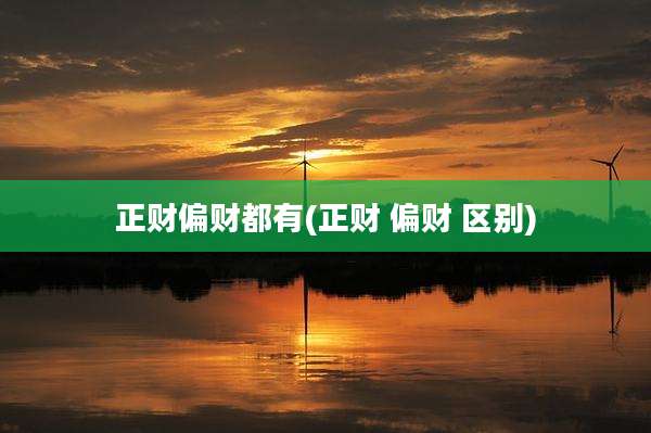 正财偏财都有(正财 偏财 区别)