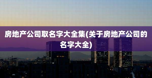 房地产公司取名字大全集(关于房地产公司的名字大全)