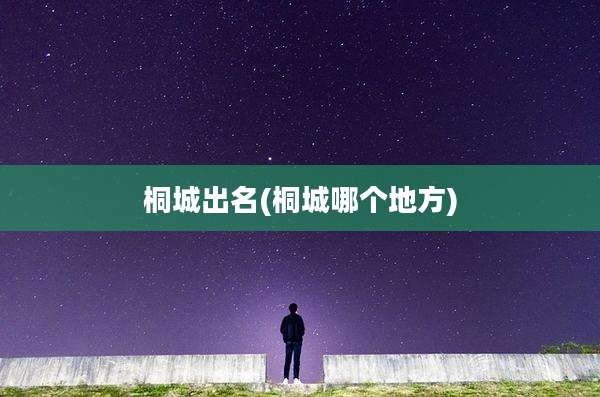 桐城出名(桐城哪个地方)