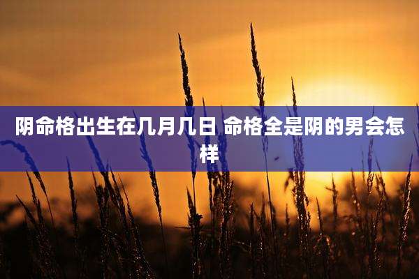 阴命格出生在几月几日 命格全是阴的男会怎样