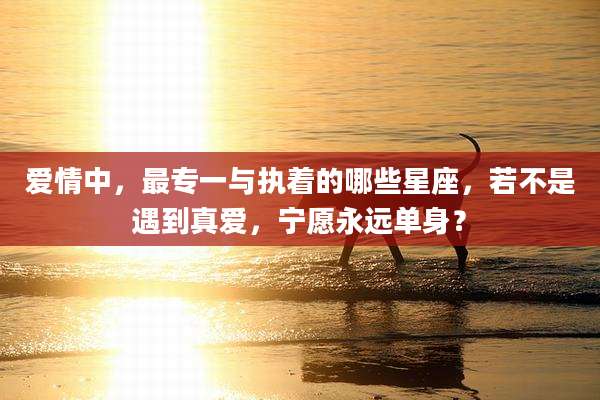 爱情中，最专一与执着的哪些星座，若不是遇到真爱，宁愿永远单身？