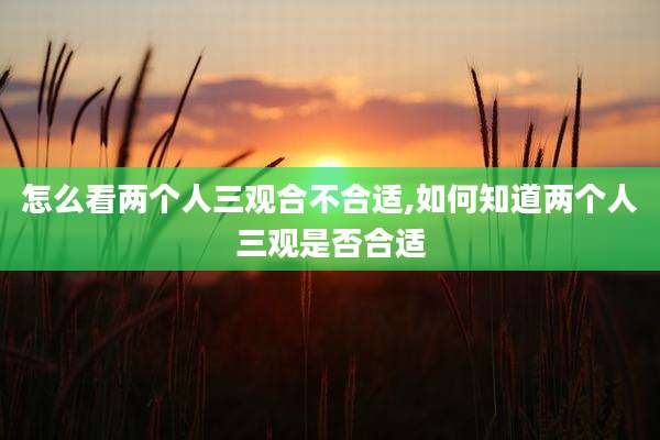 怎么看两个人三观合不合适,如何知道两个人三观是否合适