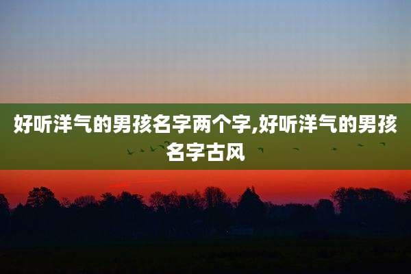 好听洋气的男孩名字两个字,好听洋气的男孩名字古风