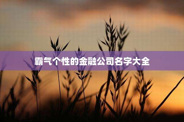 霸气个性的金融公司名字大全