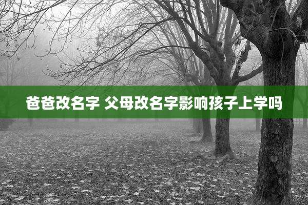 爸爸改名字 父母改名字影响孩子上学吗