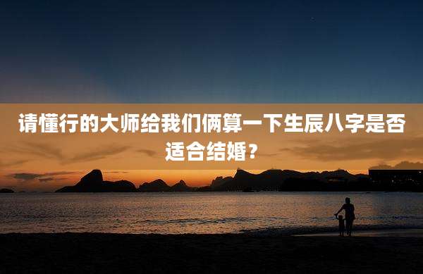 请懂行的大师给我们俩算一下生辰八字是否适合结婚？