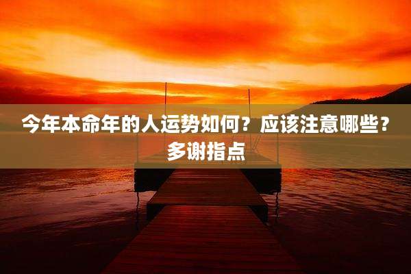 今年本命年的人运势如何？应该注意哪些？多谢指点