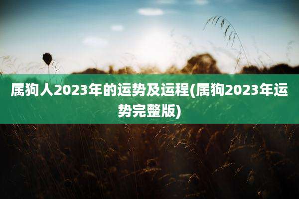 属狗人2023年的运势及运程(属狗2023年运势完整版)