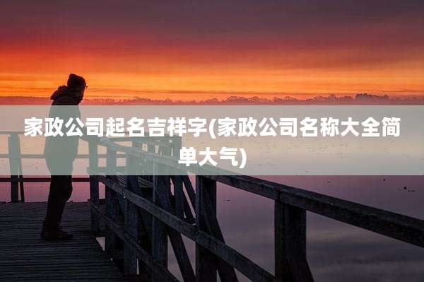 家政公司起名吉祥字(家政公司名称大全简单大气)