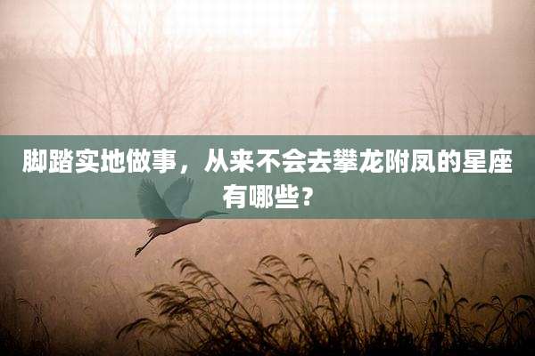 脚踏实地做事，从来不会去攀龙附凤的星座有哪些？
