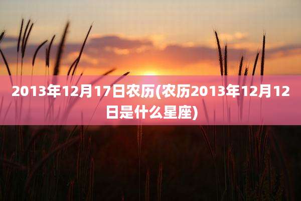 2013年12月17日农历(农历2013年12月12日是什么星座)