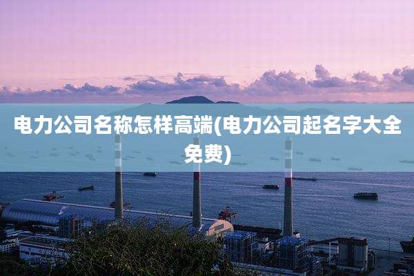 电力公司名称怎样高端(电力公司起名字大全免费)
