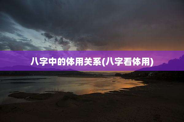 八字中的体用关系(八字看体用)