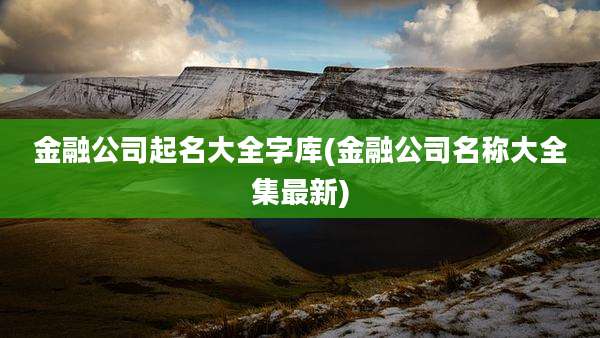 金融公司起名大全字库(金融公司名称大全集最新)