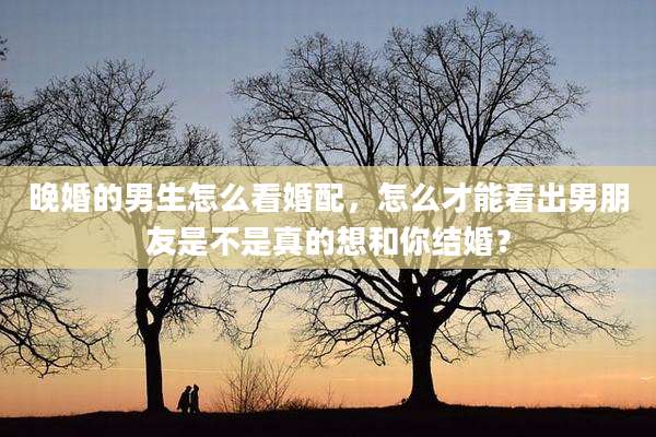晚婚的男生怎么看婚配,怎么才能看出男朋友是不是真的想和你结婚?