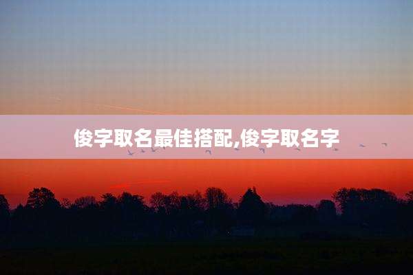 俊字取名最佳搭配,俊字取名字