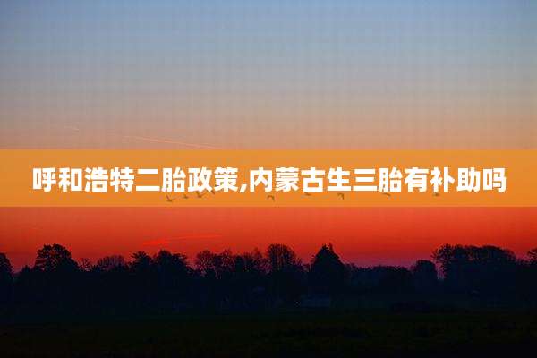呼和浩特二胎政策,内蒙古生三胎有补助吗
