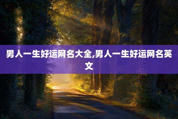 男人一生好运网名大全,男人一生好运网名英文