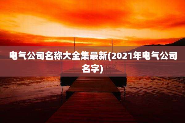 电气公司名称大全集最新(2021年电气公司名字)