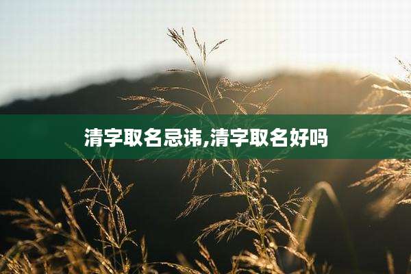 清字取名忌讳,清字取名好吗
