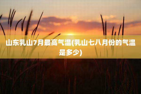 山东乳山7月最高气温(乳山七八月份的气温是多少)